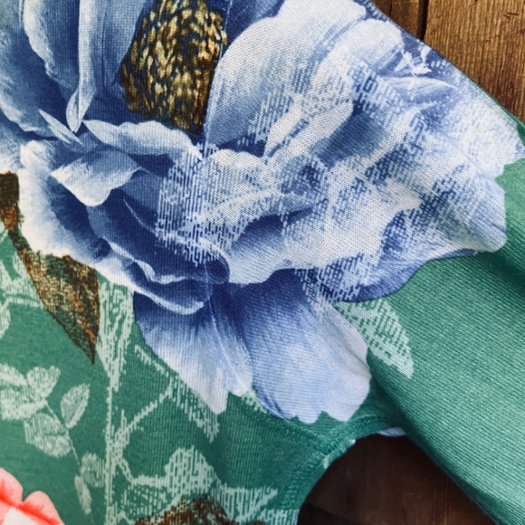 Nally & Millie 🇺🇸 Floral Print Long Sleeve Knit Shift Sweater Dress Tunic M - Picture 11 of 13